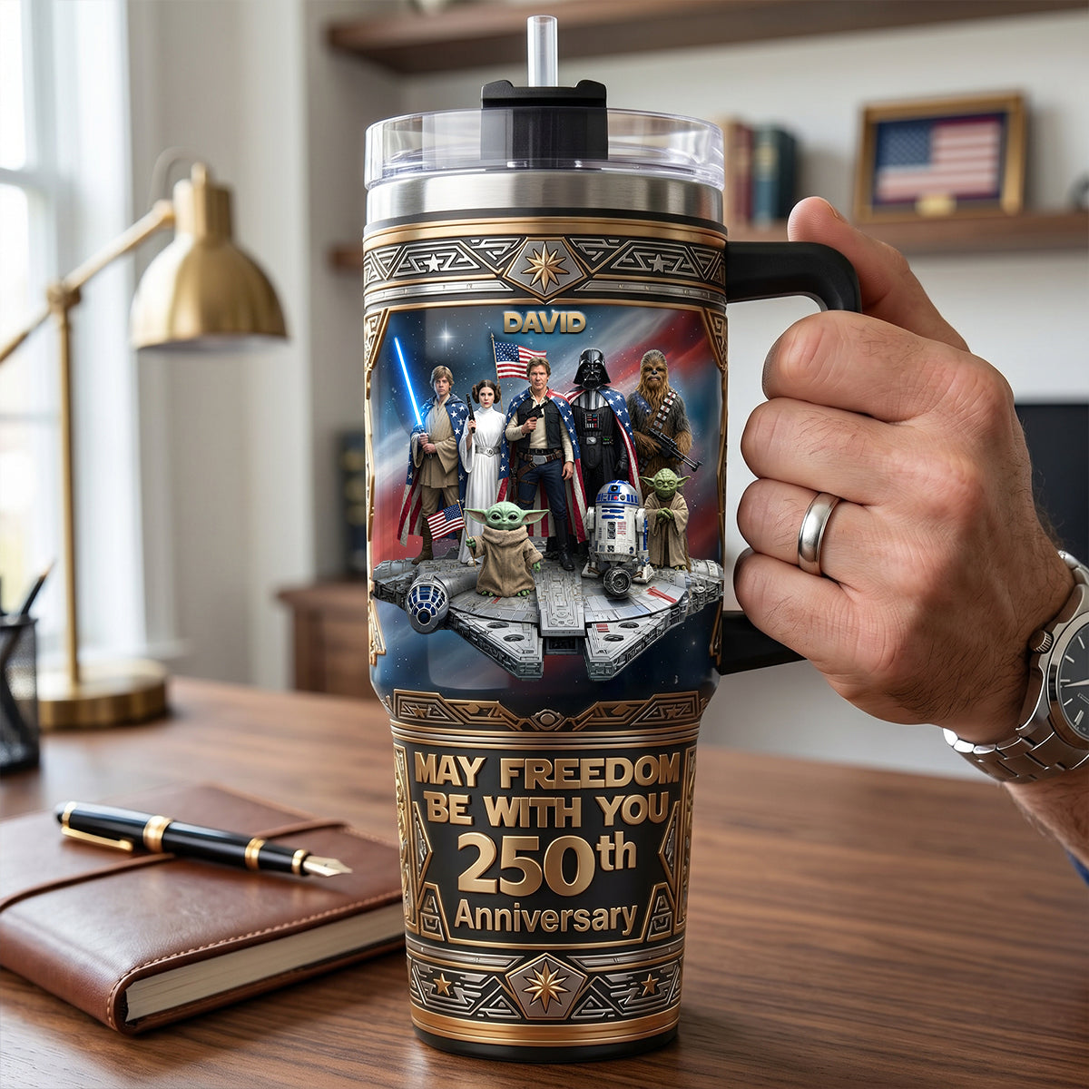 250th Anniversary Tumbler With Handle - Personalized Gifts 01TYTN110626