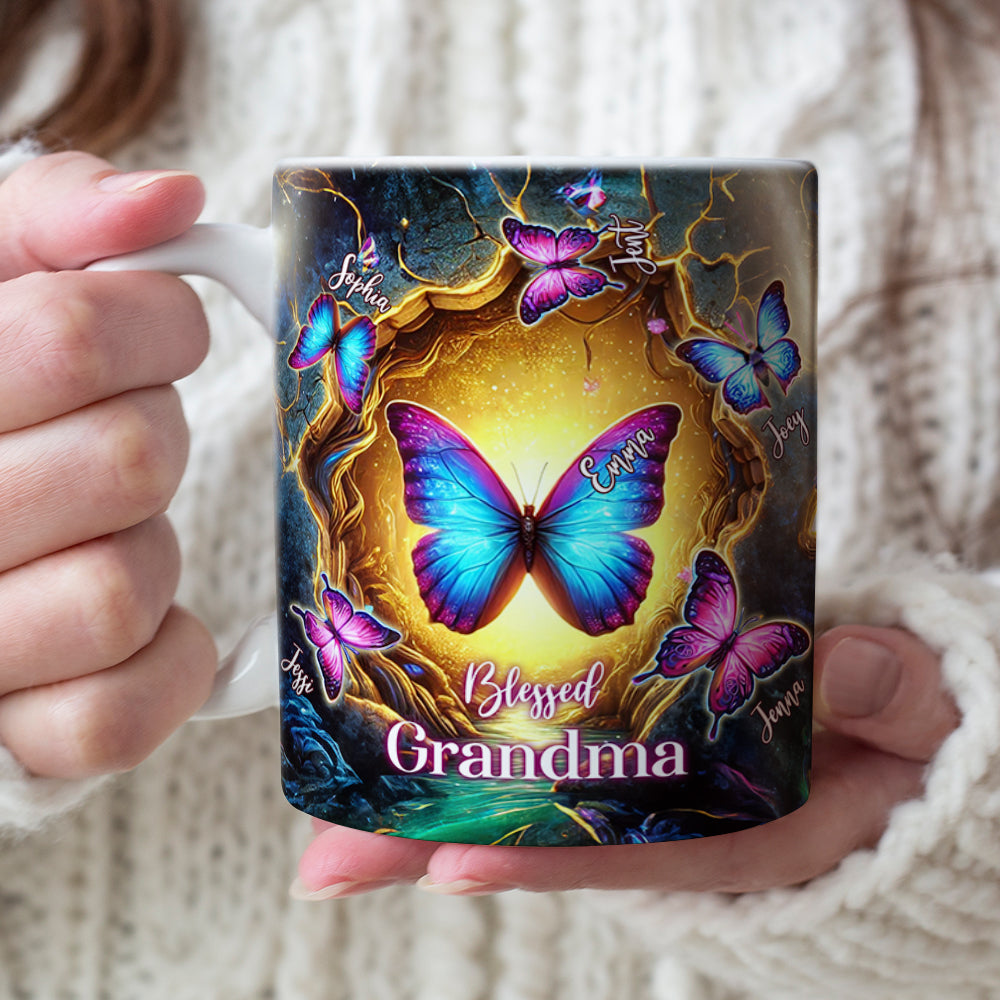 Butterfly Grandma Coffee Mug - Personalized Gift For Grandma 02OHLU280325-Homacus