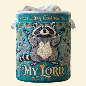Adorable Raccoon Quilted Laundry Basket Personalized Gifts 03HUTN100726