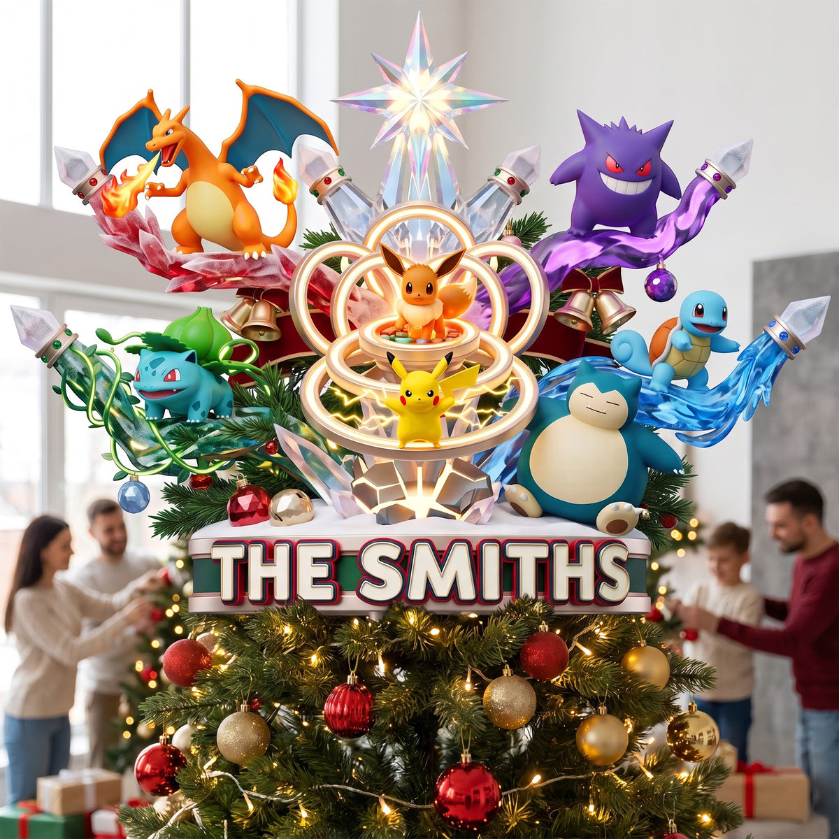 Whimsical Creatures Tree Topper - Personalized Gifts For Family Acrylic Christmas Tree Topper 02HAQN280826