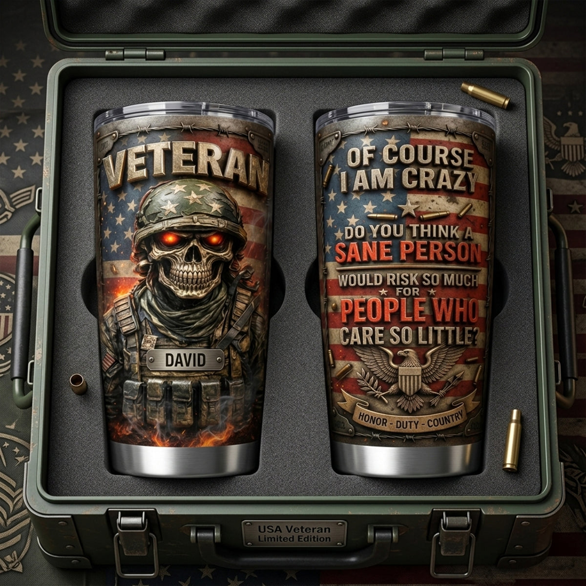 Fire Skull Veteran Tumbler Personalized Gifts For Veteran 04TYLU070426-Homacus