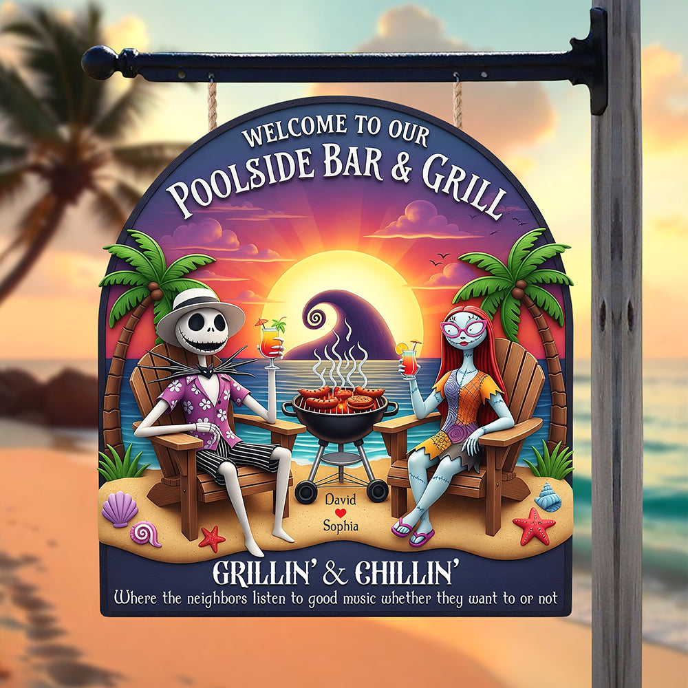 Spooky Love Wood Sign – Personalized Poolside Gifts for Couple 02naqn100625-Homacus