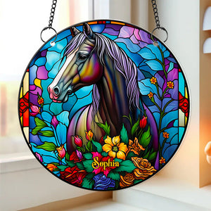 Horse With Flowers Suncatcher - Personalized Gifts For Horse Lover 04ACDT280824-Homacus