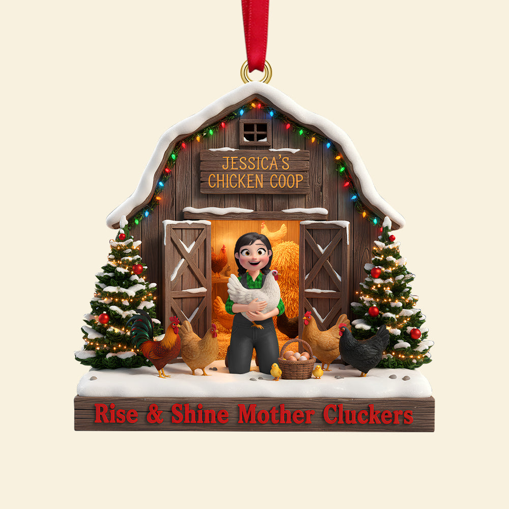 Personalized Gifts For Farmers Christmas Chicken Coop Ornament 01natn180925-Homacus