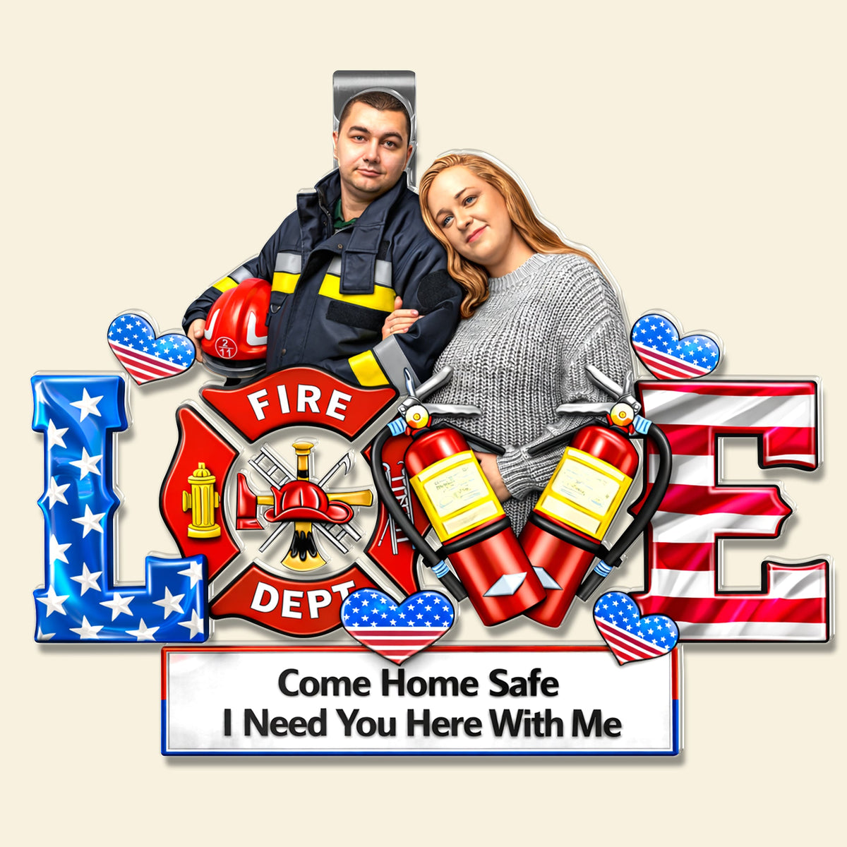 Firefighter Couple Car Visor Clip - Personalized Custom Photo Gift For Couples 04HUQN290126-Homacus