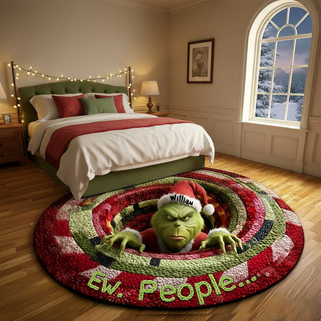 Grumpy Green Monster Quilted Round Mat - Personalized Gifts For Movie Lovers 05TGLU300925-Homacus