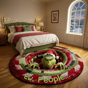 Grumpy Green Monster Quilted Round Mat - Personalized Gifts For Movie Lovers 05TGLU300925-Homacus