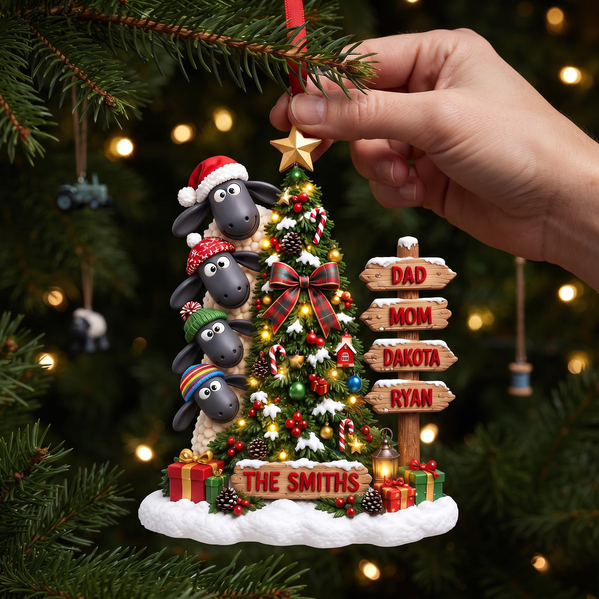 Lovely Sheep Family Ornament - Personalized Christmas Gifts For Family 01ttlu051026-Homacus
