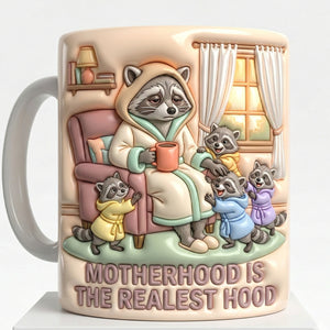 Raccoon Mom and Kids Coffee Mug - Personalized Gifts For Mother's Day 02natn040326