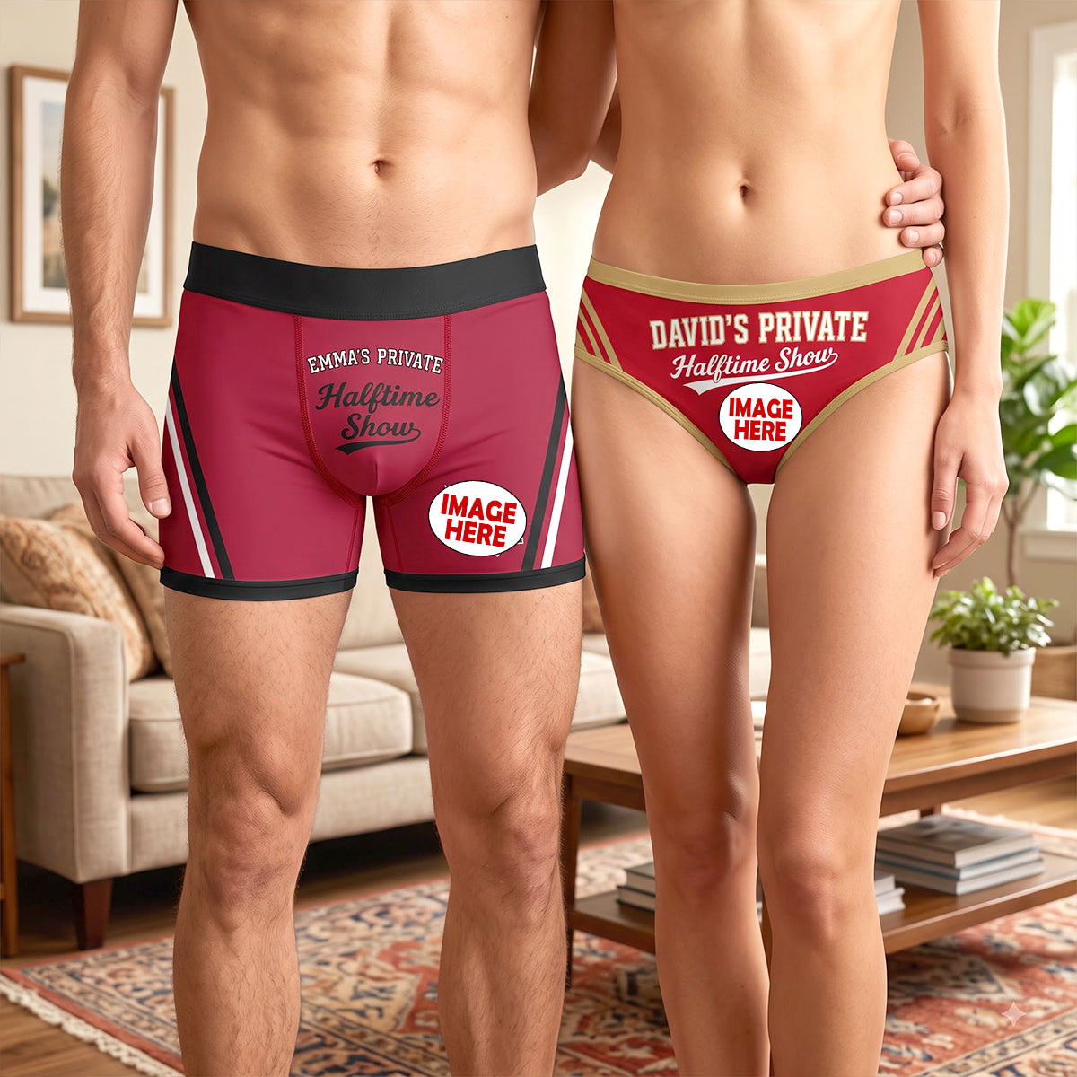 Matching Game Day Couple Men & Women Boxer Briefs - Personalized Gift For Sporty Couples 03HUTN120926-Homacus