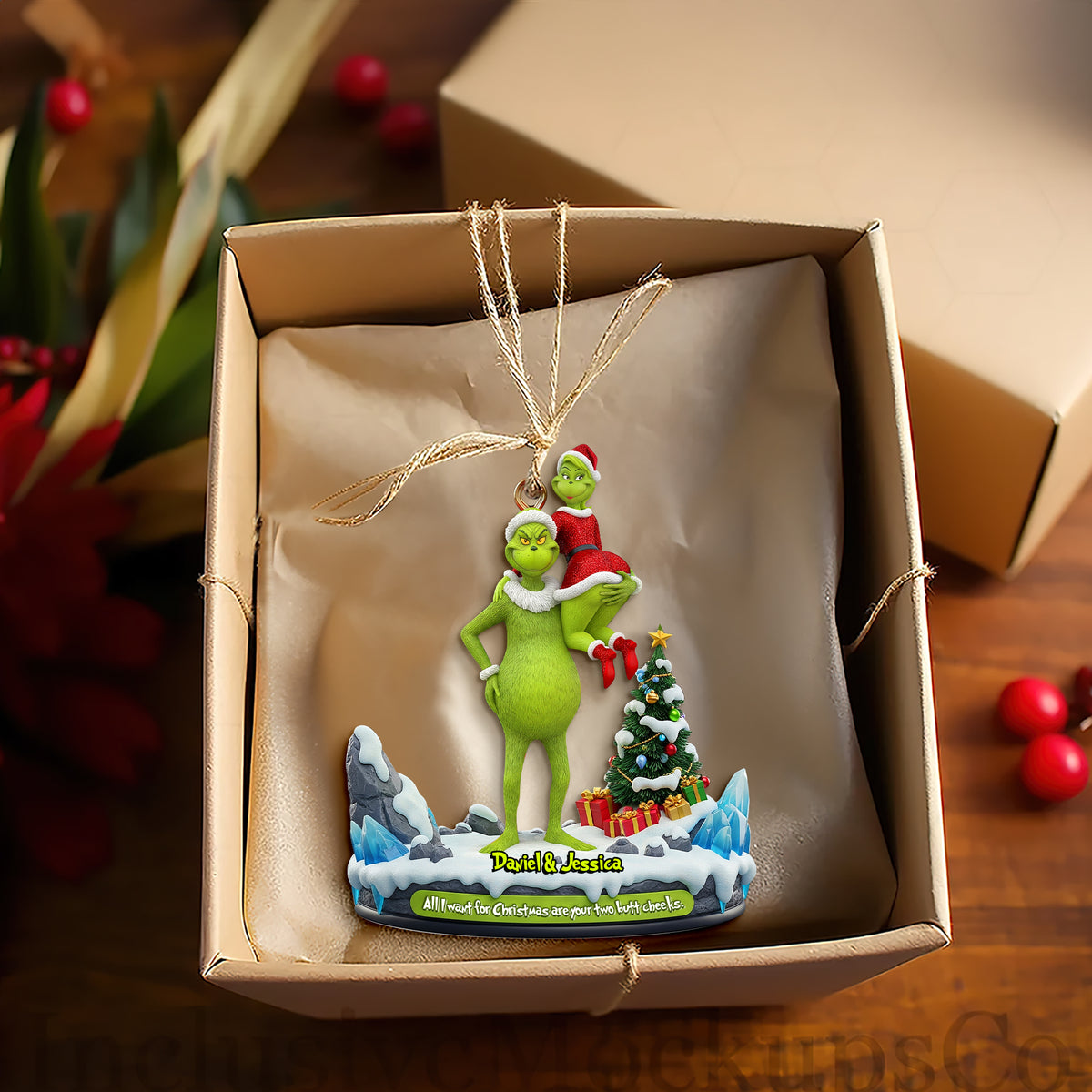 Hugging Green Monster Couple Ornament - Personalized Christmas Gift For Couples 01OHLU180925-Homacus