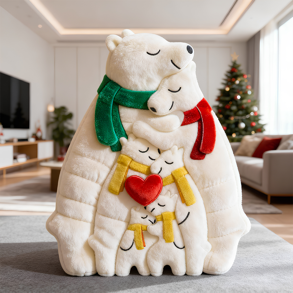 Ice Bear Family Hugging Pillow, Personalized Gifts For Family 03qhdt081125-Homacus