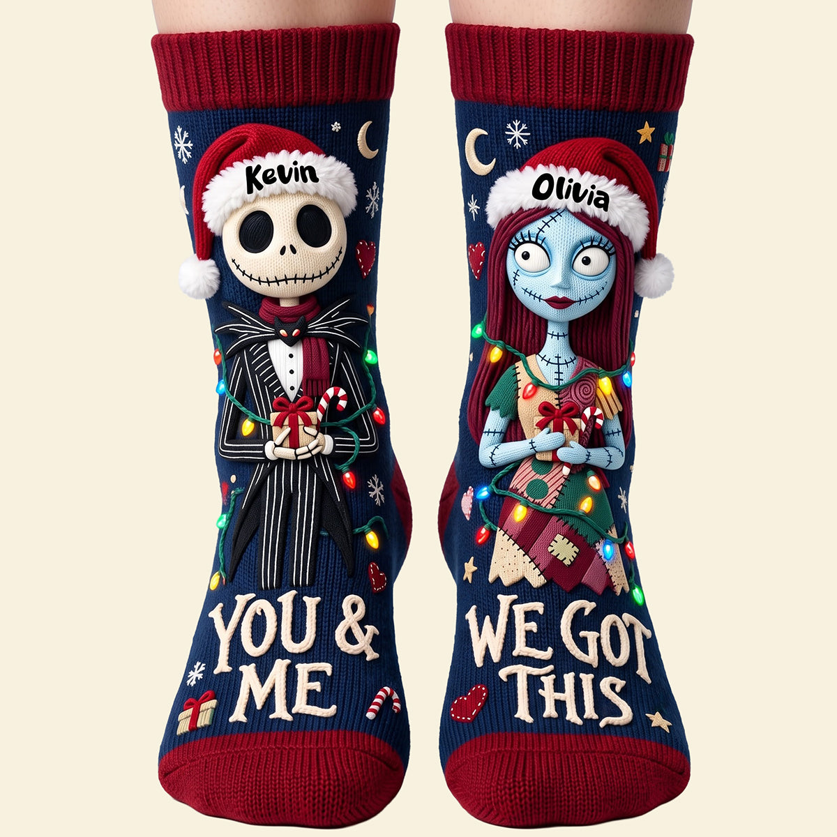 You And Me We Got This Spooky Christmas Couple Middle Tube Socks - Personalized Gifts For Couple Socks 03TYTA190926