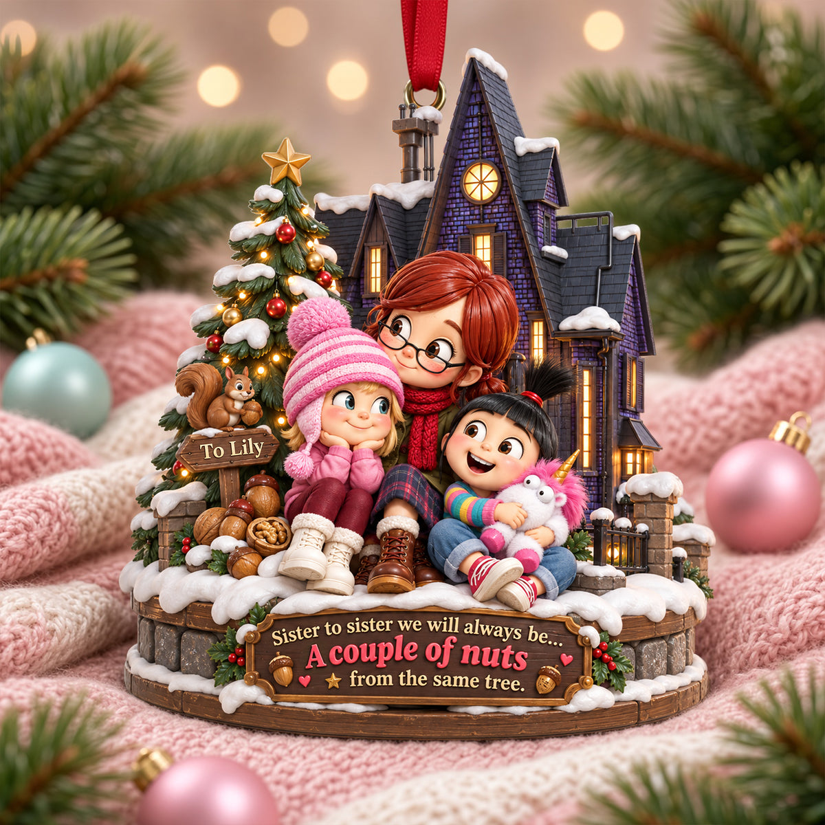 Tied Sisters Acrylic Ornament - Personalized Gifts For Sister 08QHLU221026-Homacus