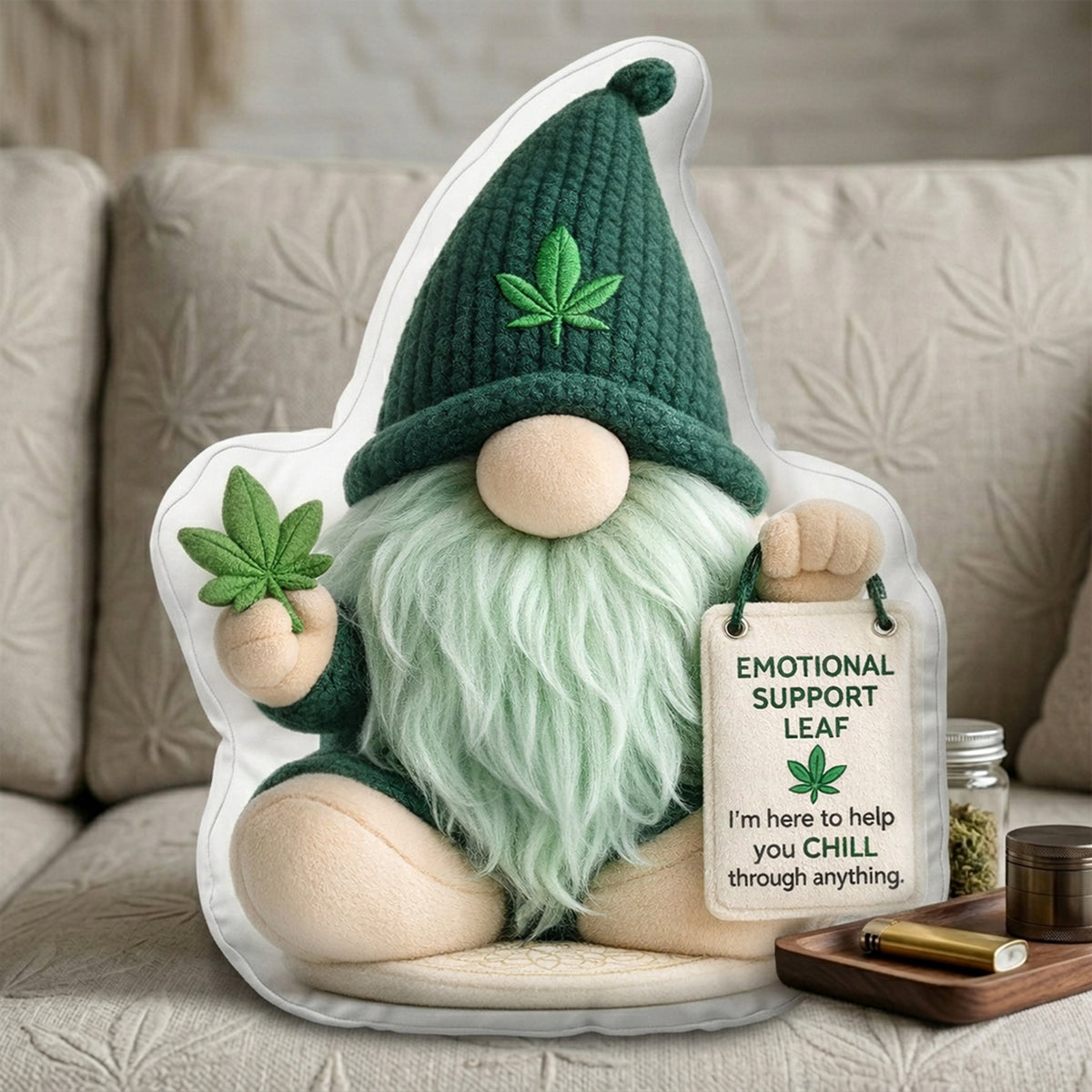 Funny Emotional Support Gnome Pillow - Personalized Gifts For Smoking Lover Pillow 03TOLU270326-Homacus
