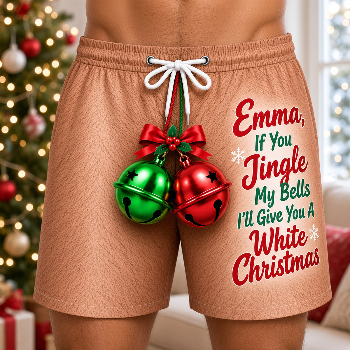 Naughty Christmas Men's Beach Shorts - Personalized Gifts For Him 02hutn221026