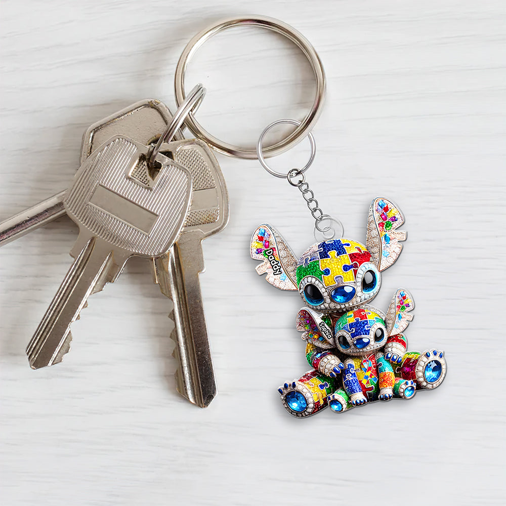 Autism Dad Keychain - Personalized Gifts For Dad 04TGQN140525-Homacus