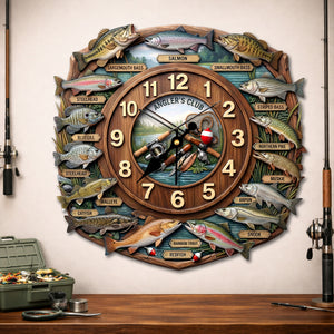 Fishing Lover Clock - Personalized Gifts For Fishing Lover Acrylic Hanging Wall Clock 01HULU250326-Homacus