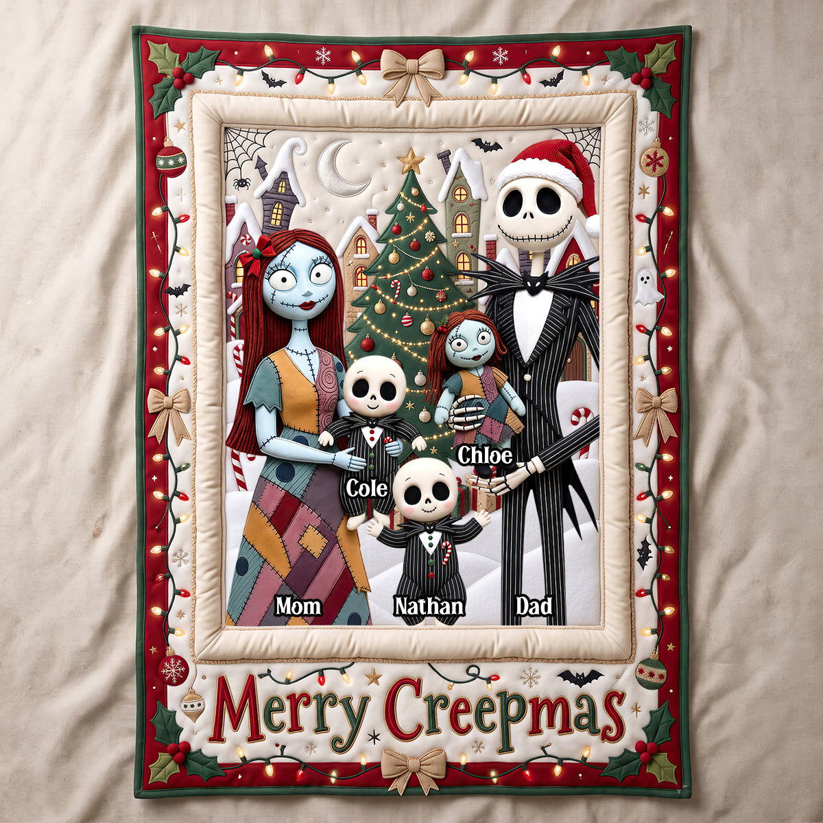 Spooky Family Merry Xmas Blanket - Personalized Christmas Gifts For Family 06padt280926