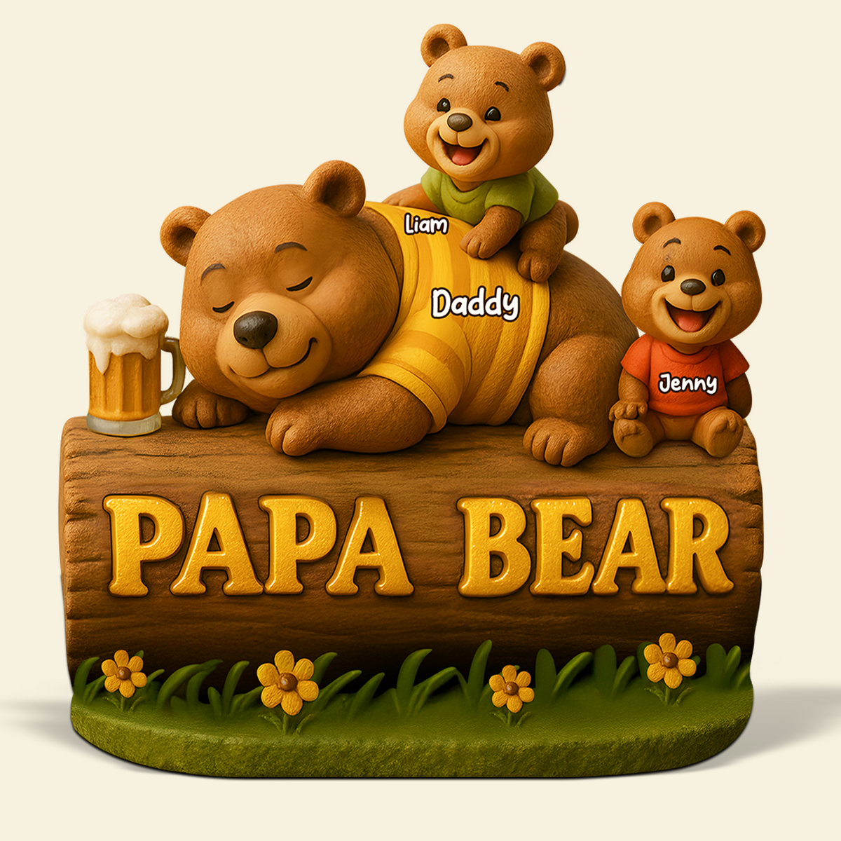 Papa Bear Plaque - Personalized Gifts For Dad 03topu030525-Homacus