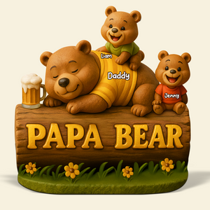 Papa Bear Plaque - Personalized Gifts For Dad 03topu030525-Homacus