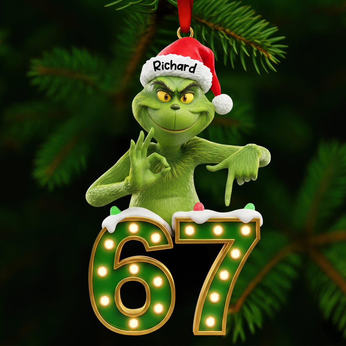 Green Monster Says Six Seven Acrylic Ornament - Personalized Christmas Gifts 02OHQN181125-Homacus