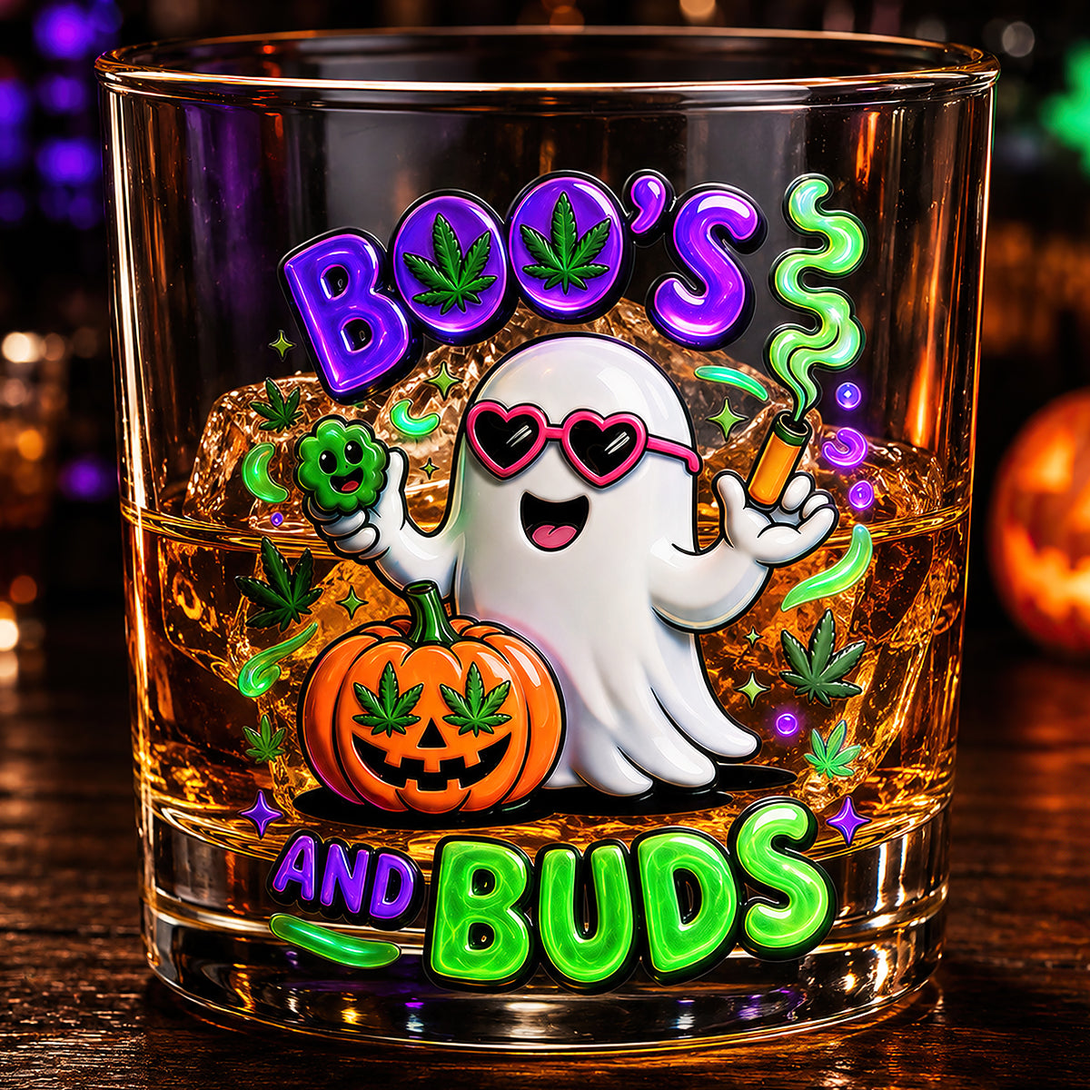 Stoner Boo Round Glass - Personalized Halloween Gifts 04TODT170826-Homacus