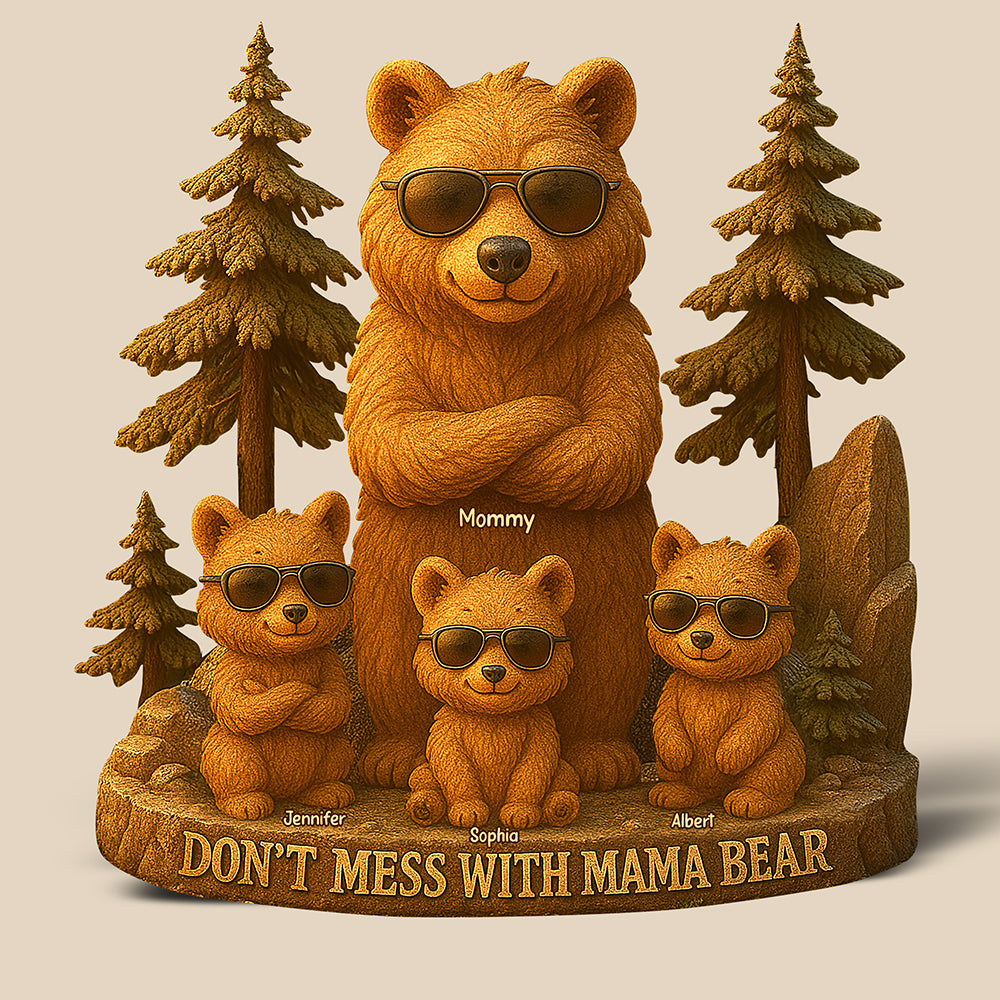 Bear Mom Plaque - Personalized Gifts For Mama Bear-Homacus