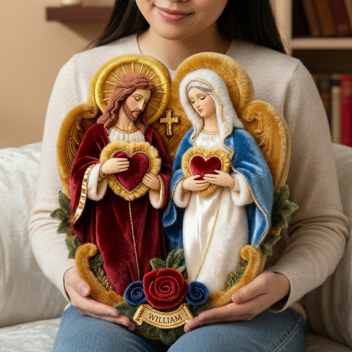 Sacred Hearts Christian Pillow - Personalized Gifts For Christian Family 02TGLU191225-Homacus