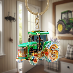 Personalized Gifts For Tractor Lovers Keychain, Any Letter 01TGPU240625-Homacus