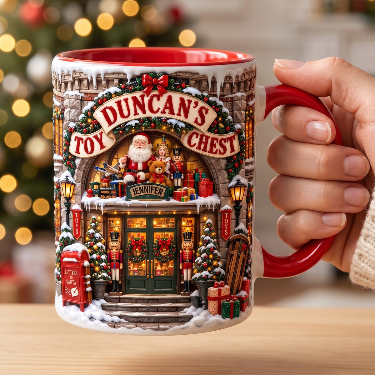 Christmas Shop Storefront Accent Mug - Personalized Gifts 03HUQN210826