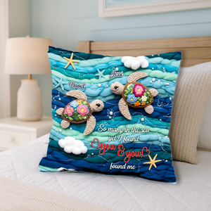 Ocean Turtle Couple Square Pillow - Personalized Gifts For Couple 01NALU200625-Homacus