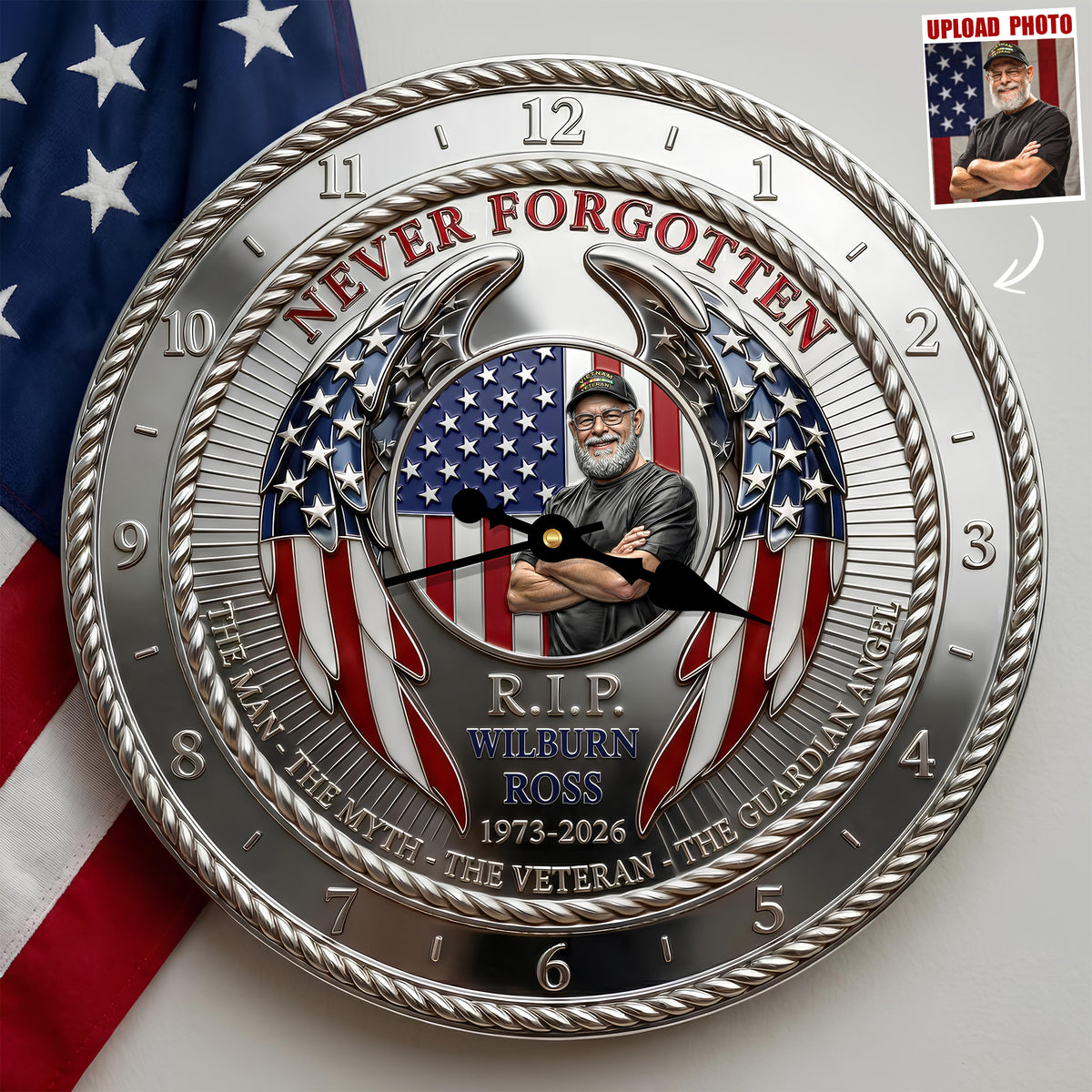 Veteran In Heaven Wall Clock - Personalized Keepsake To Remember Lost Veteran 04QHDT200126-Homacus