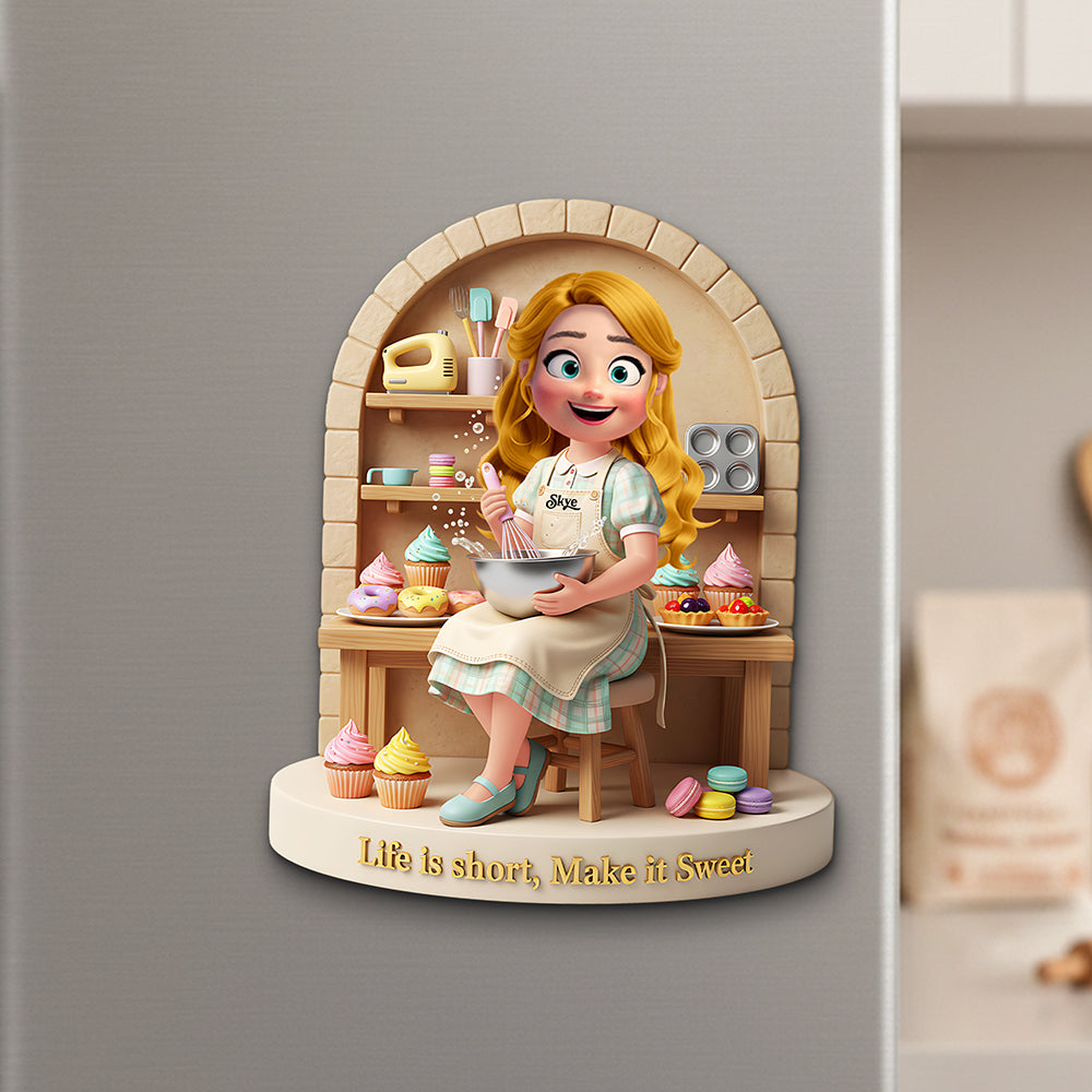 Sweet Baking Girl Fridge Magnet - Personalized Gift For Bakers 01PGTA061225-Homacus