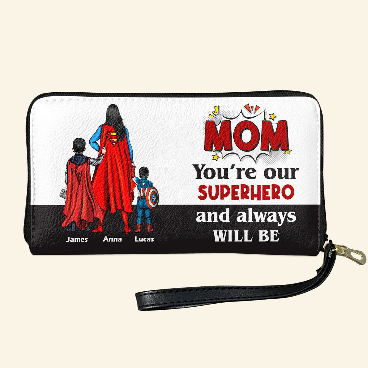 Personalized Gifts For Mom Leather Wallet 06natn170325pa You're Our Superhero And Always Will Be-Homacus