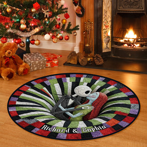 Spooky Love Quilted Round Mat - Personalized Gifts For Couple 03naqn240925-Homacus