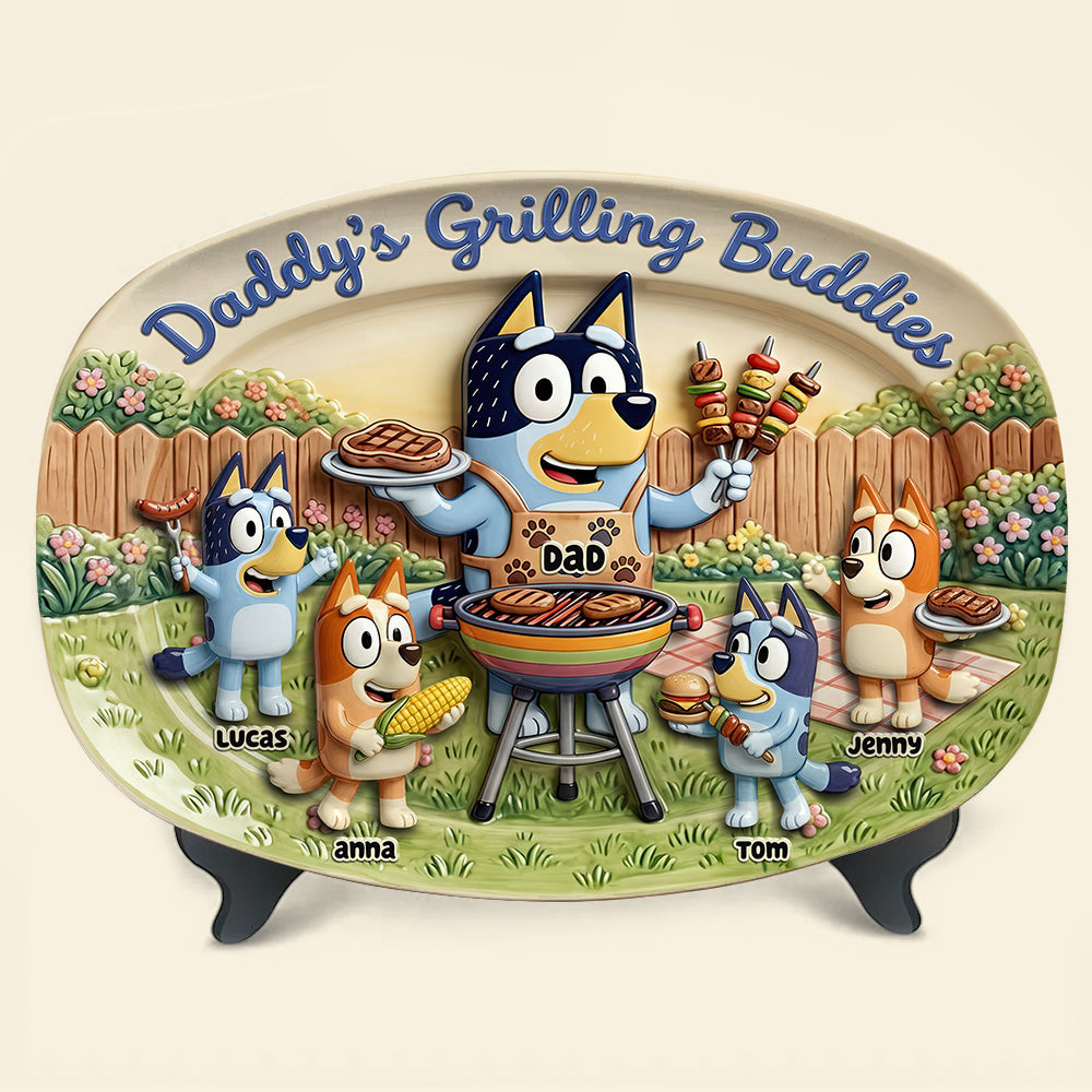 Daddy's Grilling Buddies Plate - Personalized Gifts For Dad 01nadt130526-Homacus