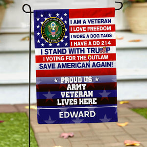 Personalized Gifts For Soldier Garden Flag 01NADT100724 Proud Veteran American Flag-Homacus
