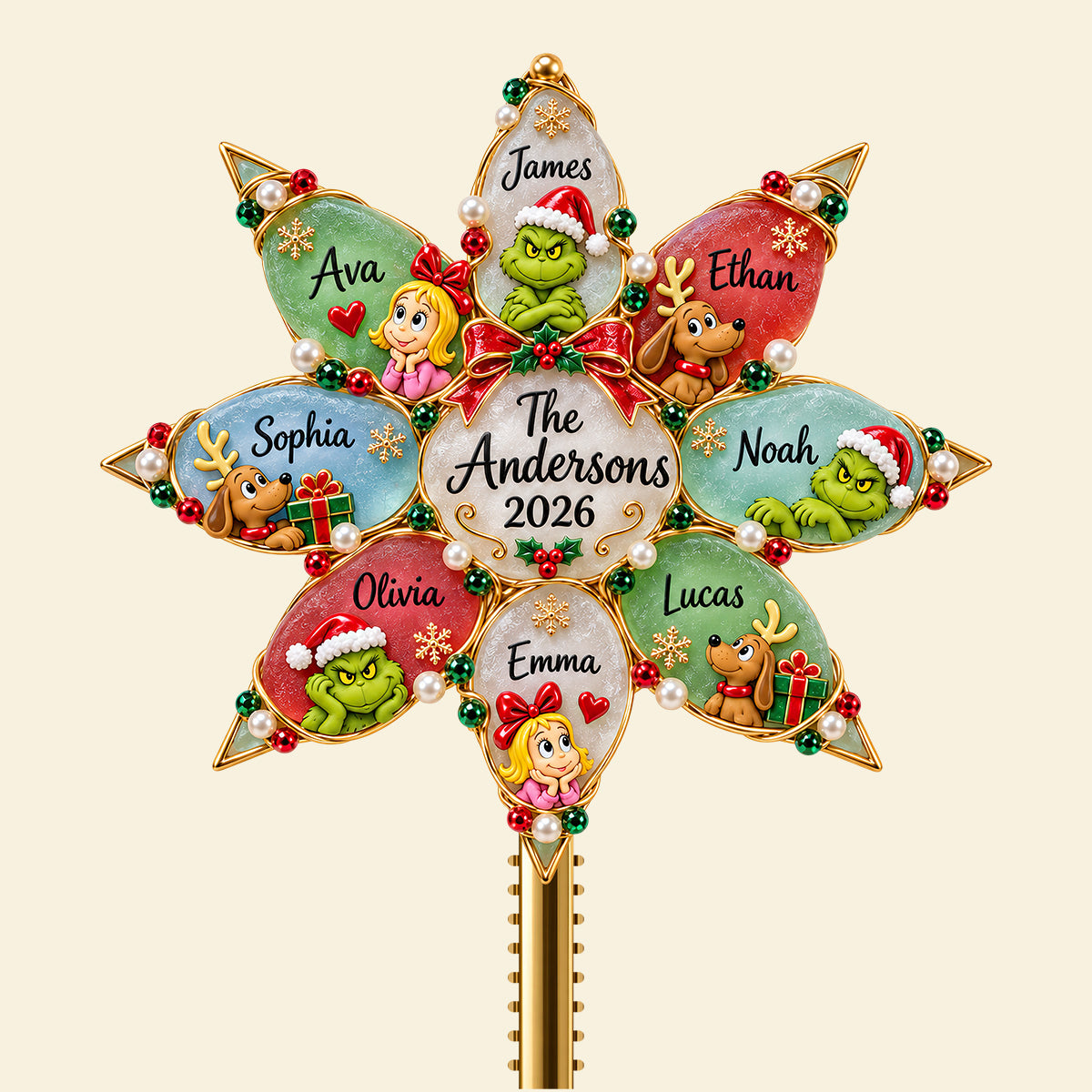 Christmas Family Tree Topper - Personalized Gifts For Family Acrylic Christmas Tree Topper 02HUDT071026-Homacus