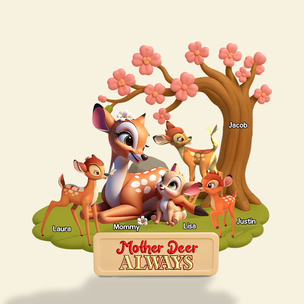 Mother Deer Plaque - Personalized Gifts For Mom 02ohpu040425-Homacus