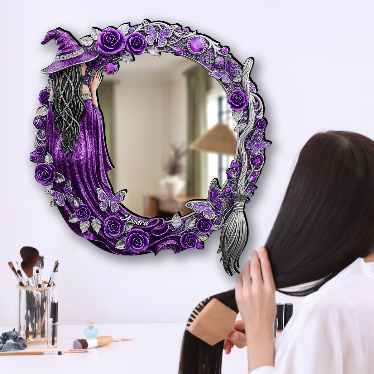 Quirky Witch Shaped Mirror - Personalized Gifts For Witch Lovers 07OHLU220725-Homacus