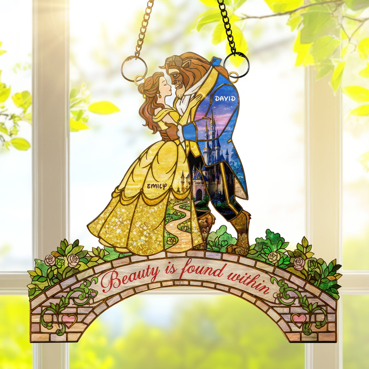 Romantic Couple Suncatcher Ornament - Personalized Gifts For Couple 04kiqn281125-Homacus