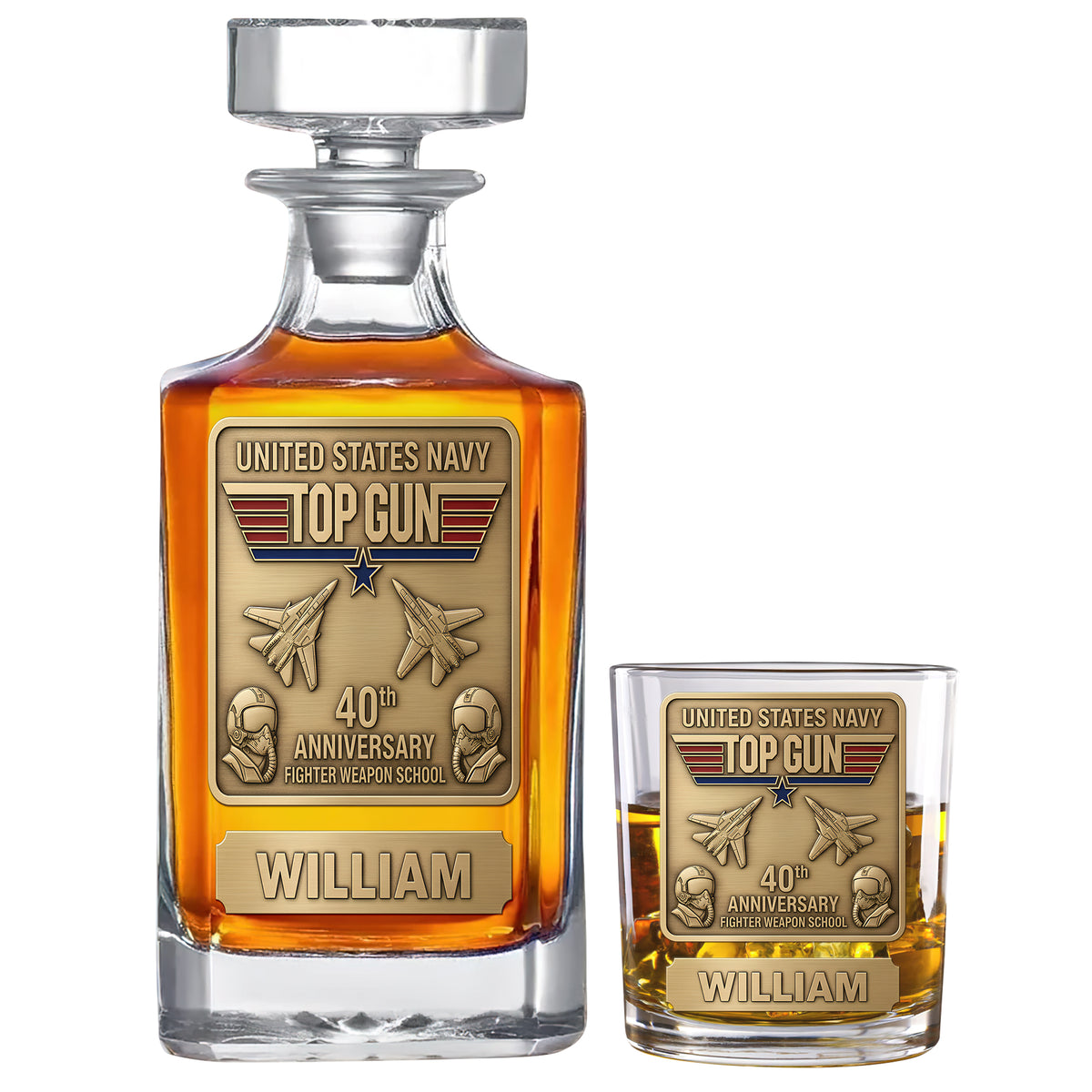 Fighter Aircraft Celebrating 40th Anniversary Decanter Set - Personalized Gifts 03kidt250226-Homacus