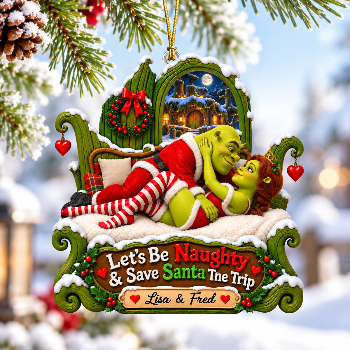 Naughty Little Love Christmas Ornament - Personalized Gifts For Couple 08OHQN170926