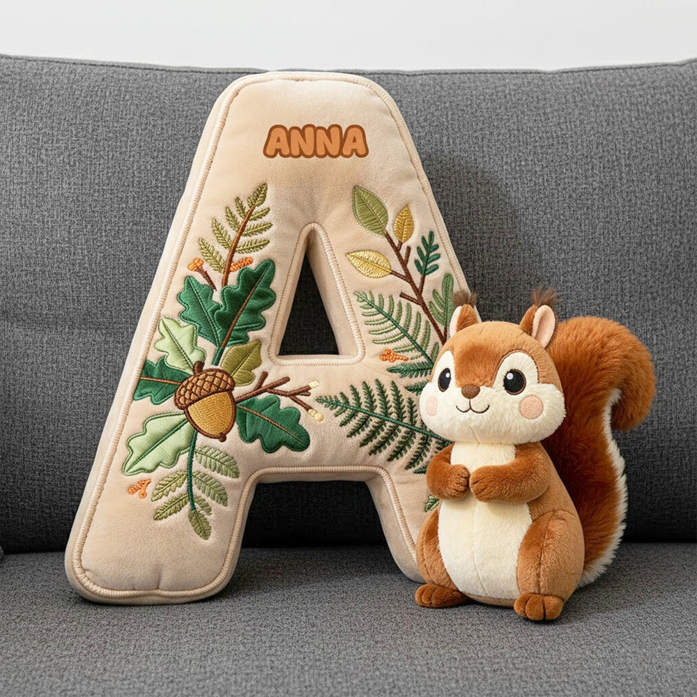 Squirrel Alphabet Initial Letter Custom Shaped Pillow - Personalized Gifts For Kids 02pgtn101225-Homacus