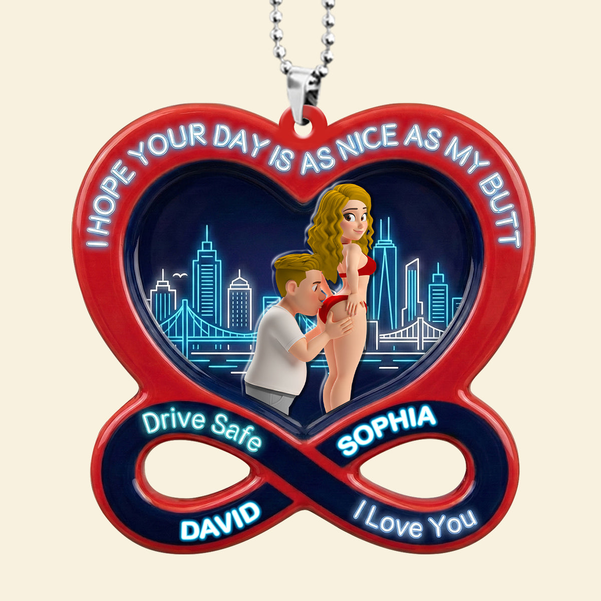 Funny Couple Acrylic Car Visor Clip - Personalized Gifts For Couple 03NATN090226-Homacus