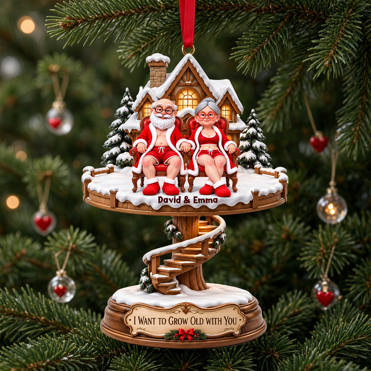 Lovely Old Couple Acrylic Ornament - Personalized Christmas Gifts For Couples 04ohlu131026-Homacus