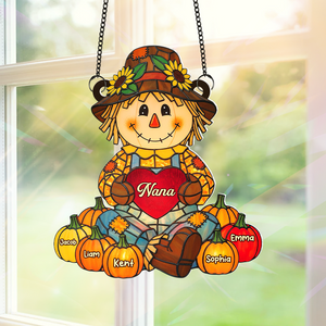 Autumn Scarecrow Grandma Suncatcher - Personalized Gifts For Grandma 06NAPU150725-Homacus