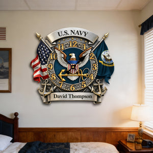 Veteran Wall Clock - Personalized Gifts For Military 1 Layer Acrylic Hanging Wall Clock HUVP030626-Homacus
