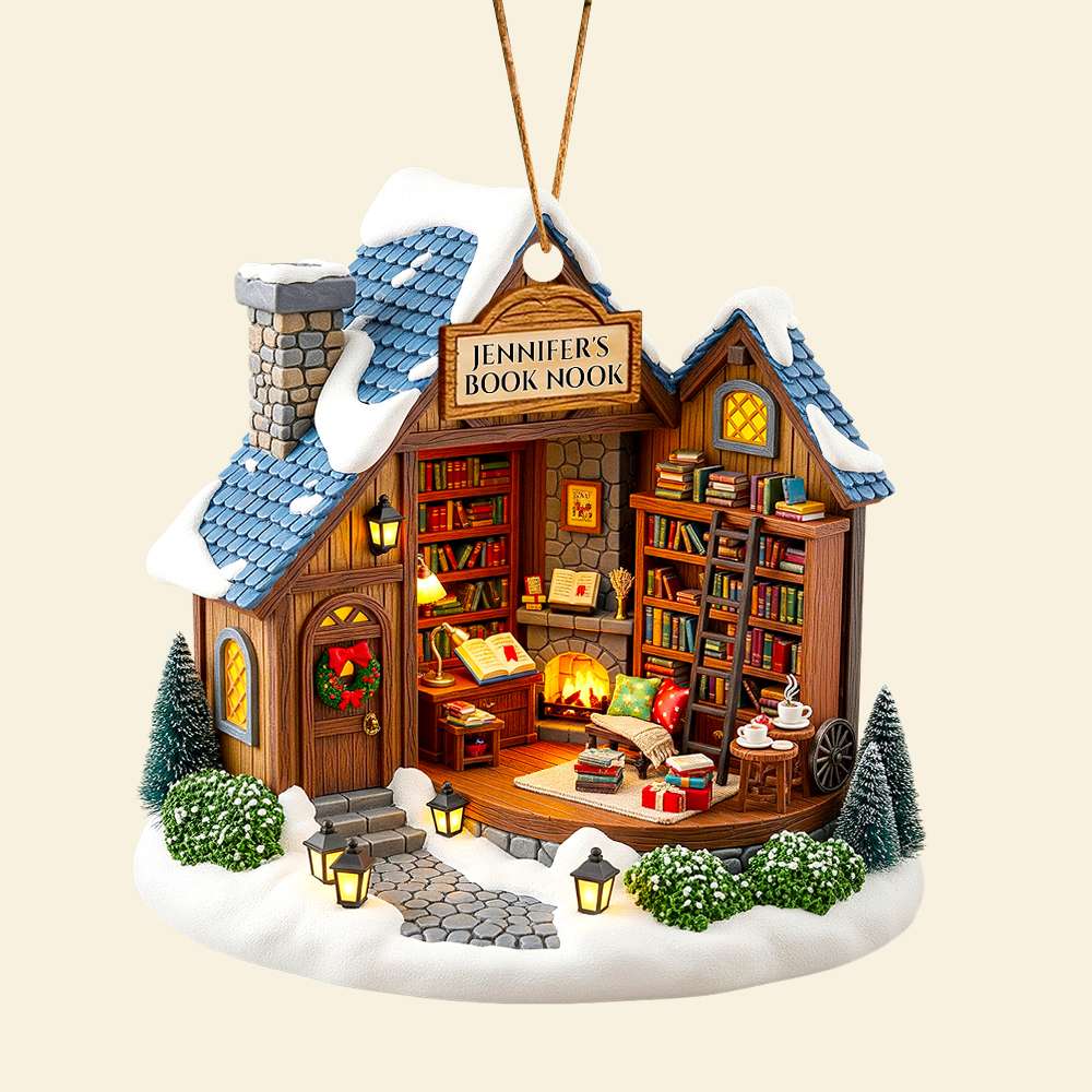 Book Nook Christmas Ornament Personalized Gifts For Book Lovers 01PGDT080825-Homacus